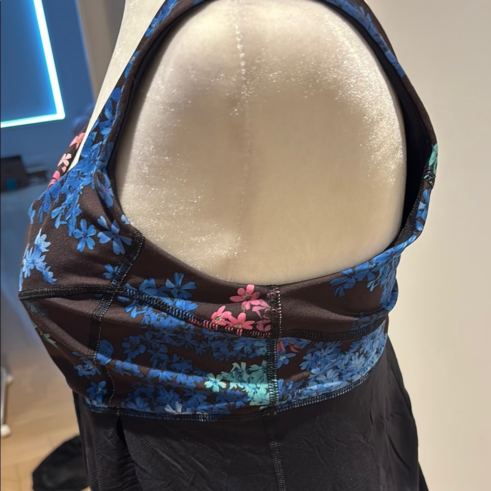Lululemon Athletica Floral Tank Top - Black with Blue and Pink - Picture 5 of 7